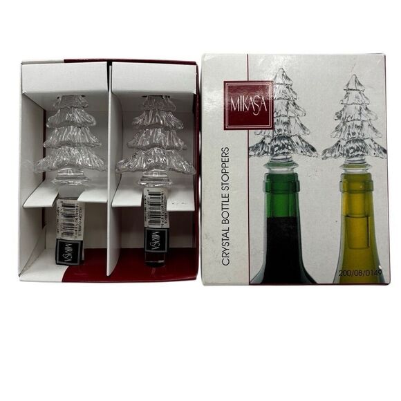 MIKASA Crystal Christmas Tree Bottle Stoppers New In Box - Picture 6 of 7